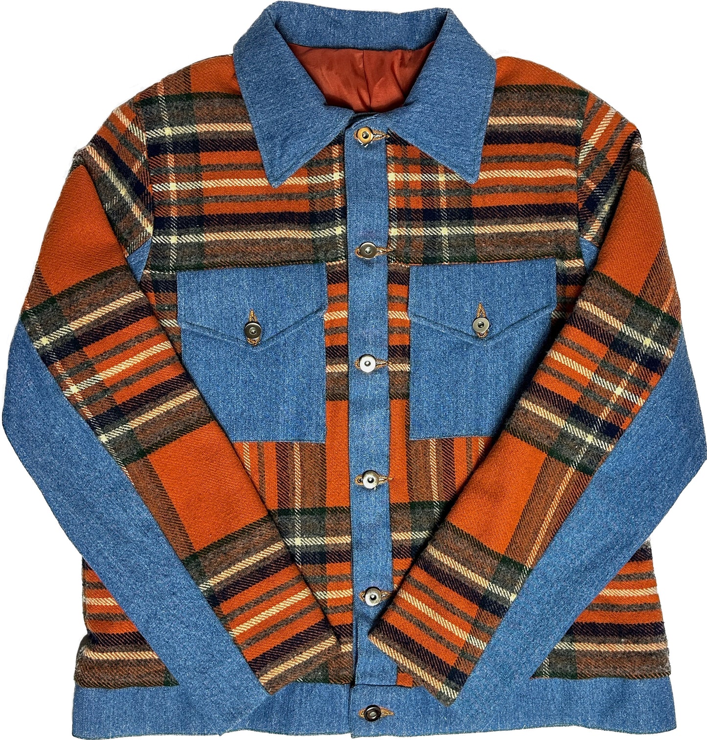 Orange Tartan w/ Denim Trucker Jacket